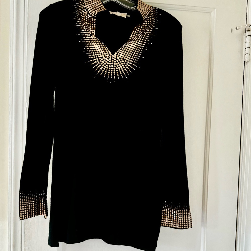 Tory Burch Studs Merino Wool Tunic Sweater